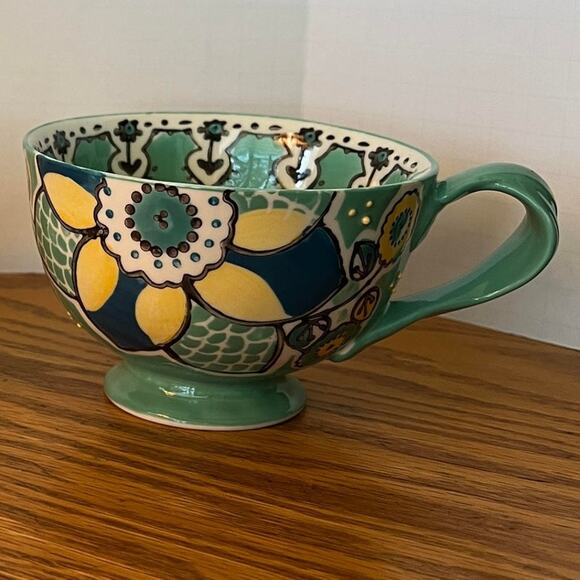 Anthropologie Elka Ayaka Floral Twisted Handle Footed Tea Cups Set of 2 - Picture 10 of 10